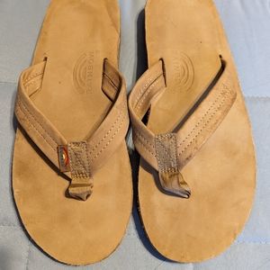 Rainbow men's leather flip flops, size XL